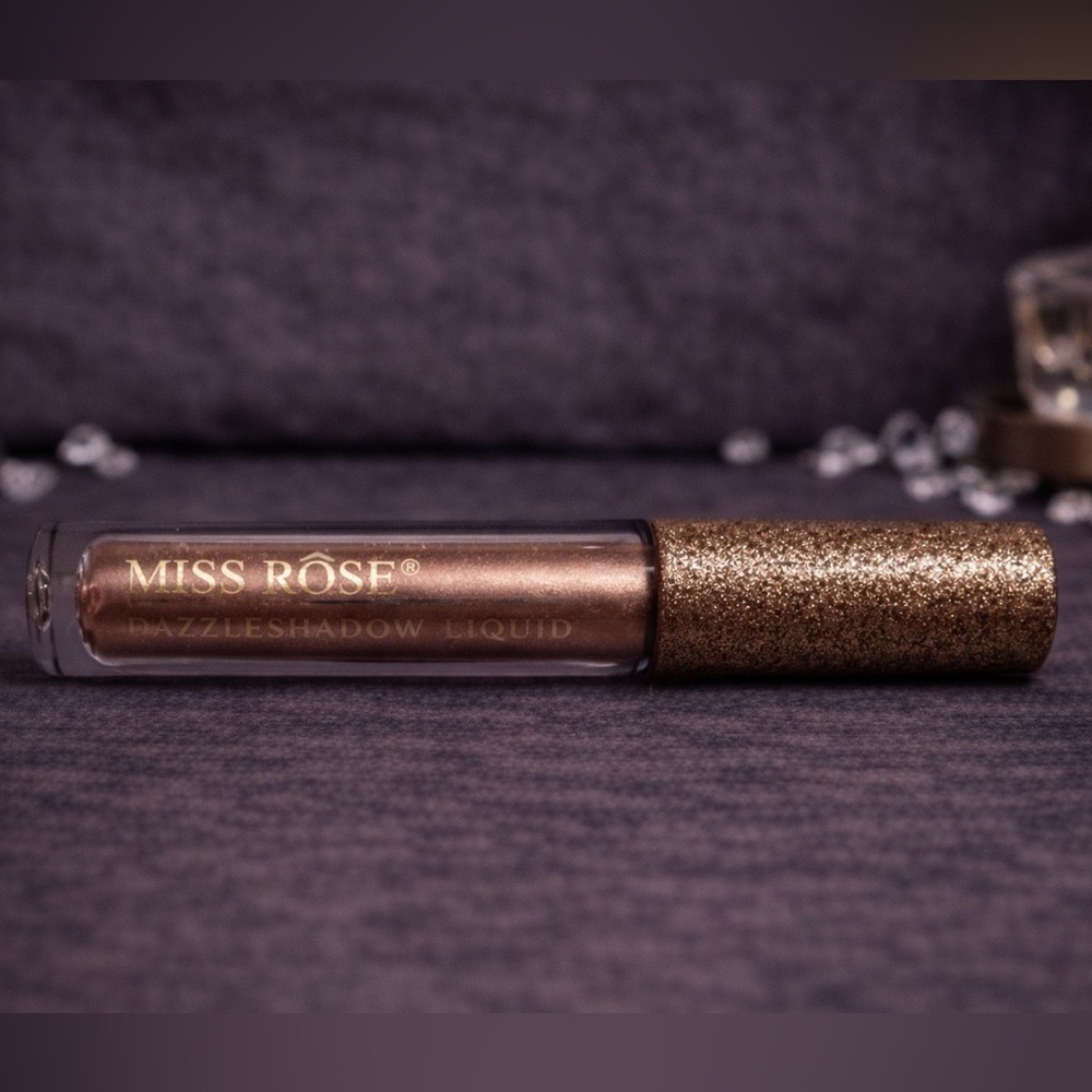 MISS ROSE DazzleShadow Liquid Eyeshadow Metallic Bronze Shimmer Brown Makeup